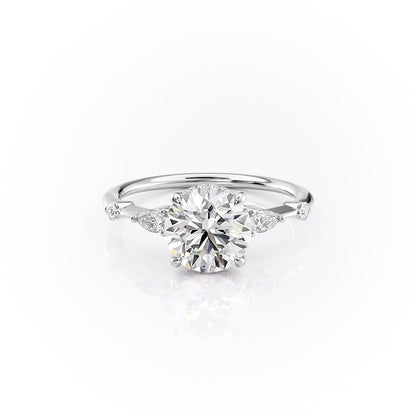The Celeste — Round Lab Diamond Pavé Shoulder Secret Halo Engagement Ring IV