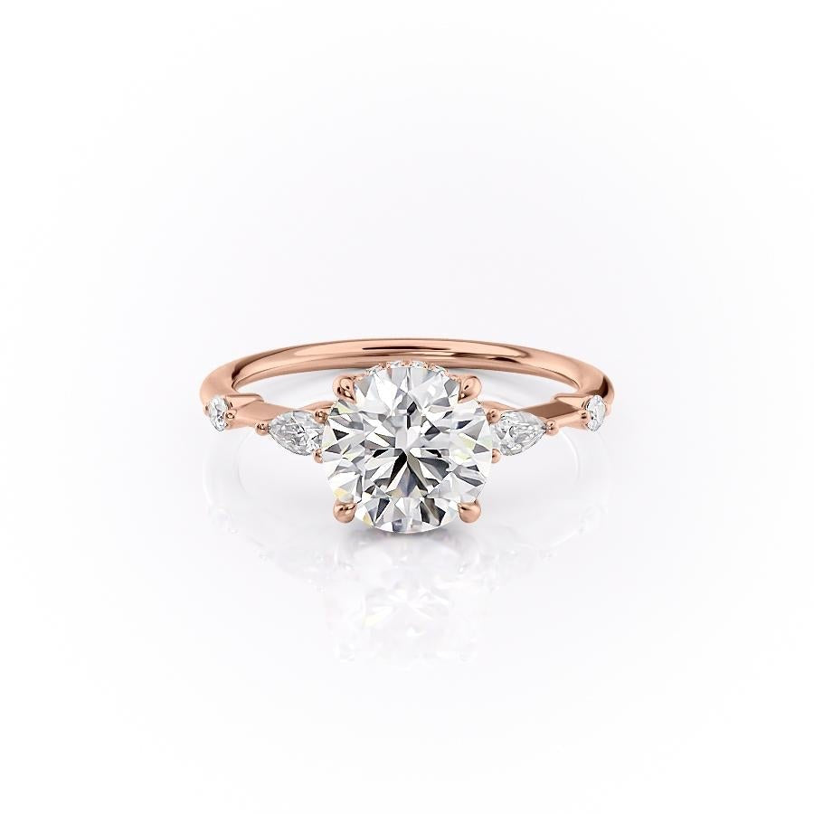 The Celeste — Round Lab Diamond Pavé Shoulder Secret Halo Engagement Ring IV