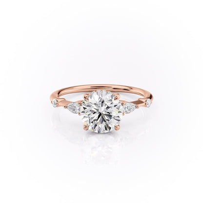 The Celeste — Round Lab Diamond Pavé Shoulder Secret Halo Engagement Ring IV