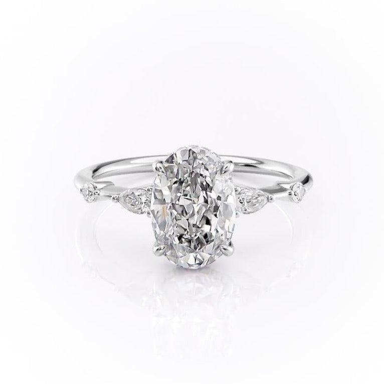 The Celeste — Oval Lab Diamond Pavé Shoulder Secret Halo Engagement Ring IV