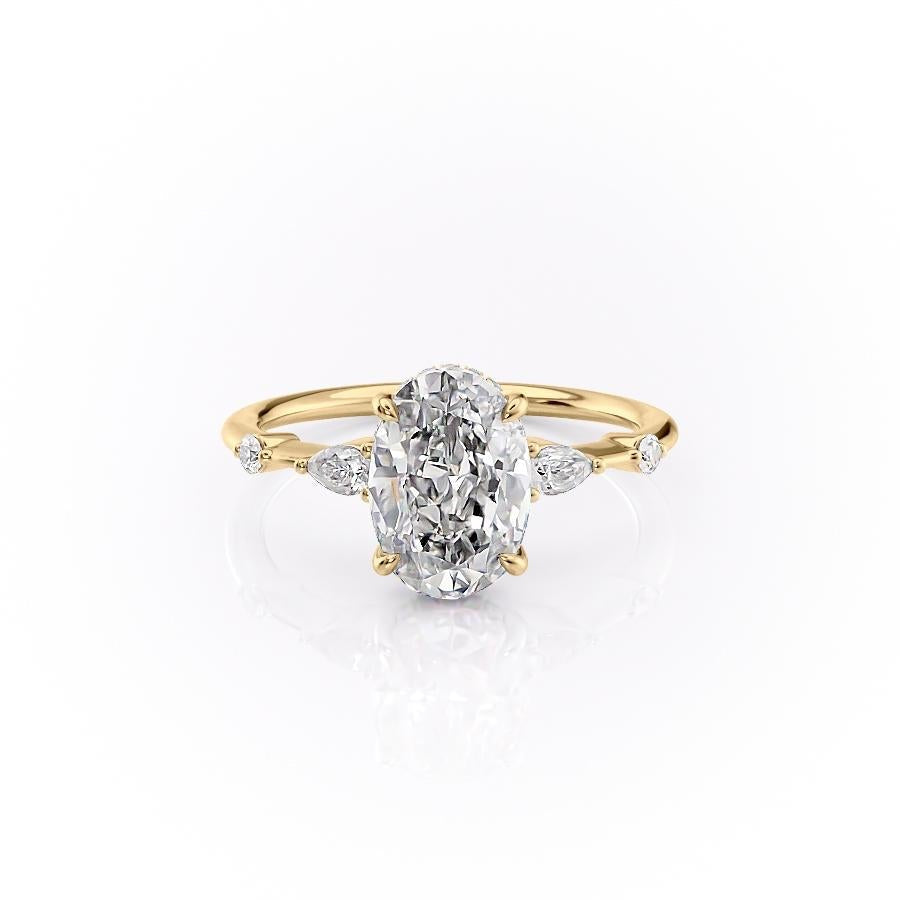 The Celeste — Oval Lab Diamond Pavé Shoulder Secret Halo Engagement Ring IV