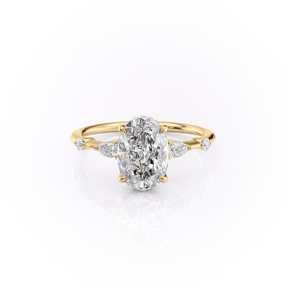The Celeste — Oval Lab Diamond Pavé Shoulder Secret Halo Engagement Ring IV