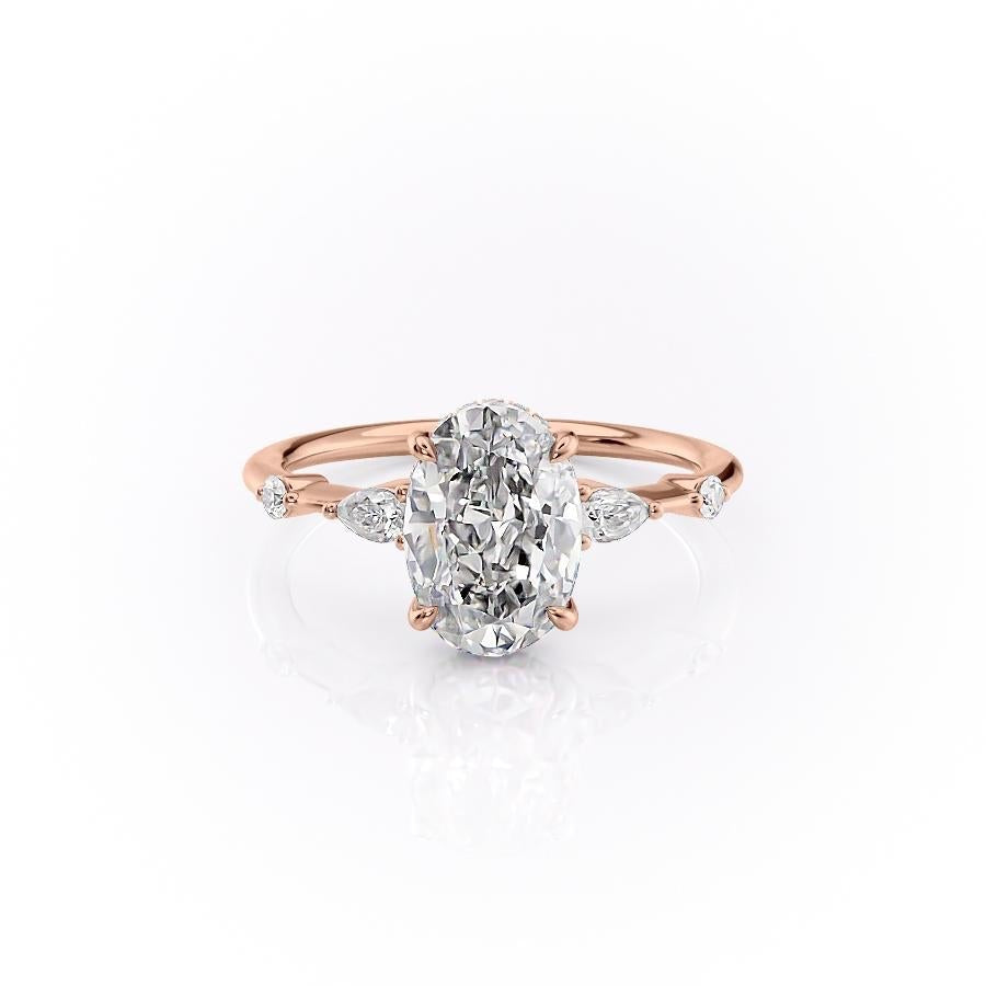 The Celeste — Oval Lab Diamond Pavé Shoulder Secret Halo Engagement Ring IV