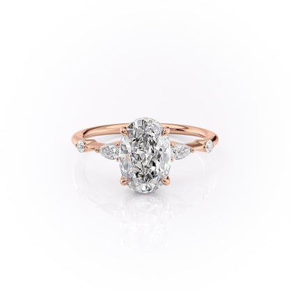 The Celeste — Oval Lab Diamond Pavé Shoulder Secret Halo Engagement Ring IV
