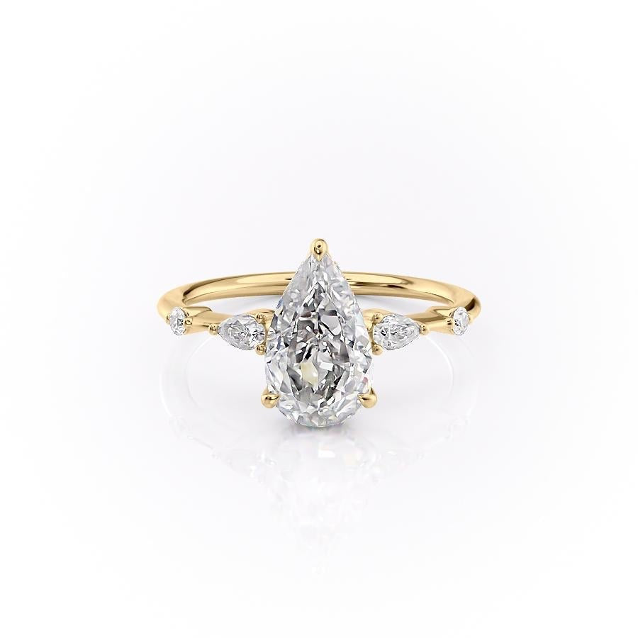 The Celeste — Pear Lab Diamond Pavé Shoulder Secret Halo Engagement Ring IV