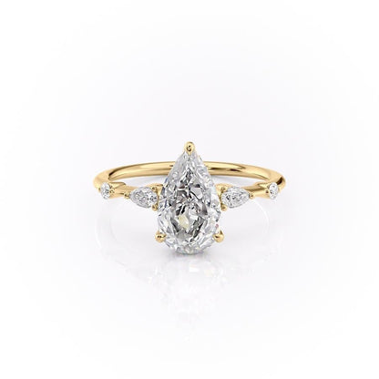 The Celeste — Pear Lab Diamond Pavé Shoulder Secret Halo Engagement Ring IV