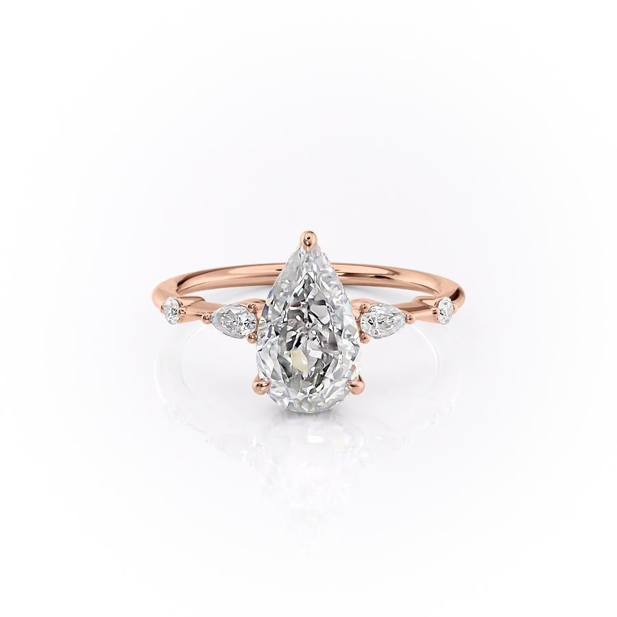 The Celeste — Pear Lab Diamond Pavé Shoulder Secret Halo Engagement Ring IV