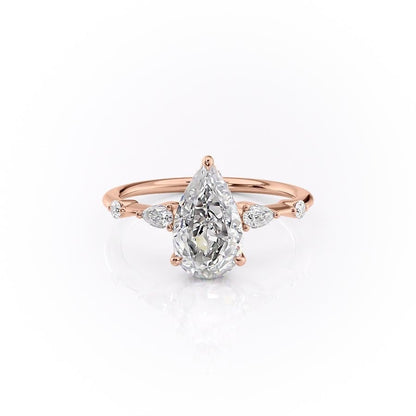 The Celeste — Pear Lab Diamond Pavé Shoulder Secret Halo Engagement Ring IV