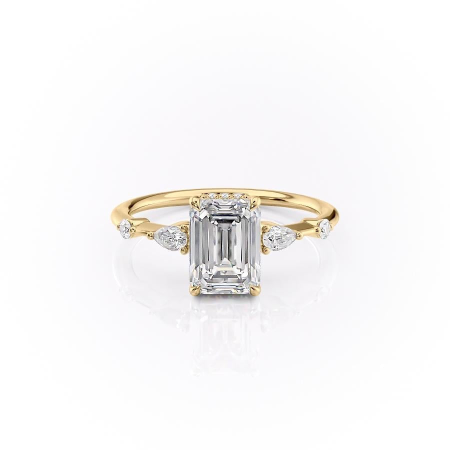 The Celeste — Emerald Lab Diamond Pavé Shoulder Secret Halo Engagement Ring IV