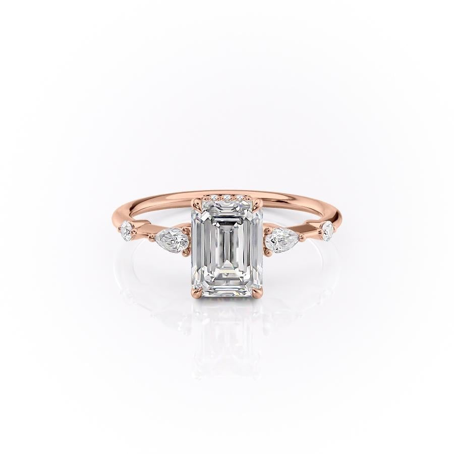 The Celeste — Emerald Lab Diamond Pavé Shoulder Secret Halo Engagement Ring IV