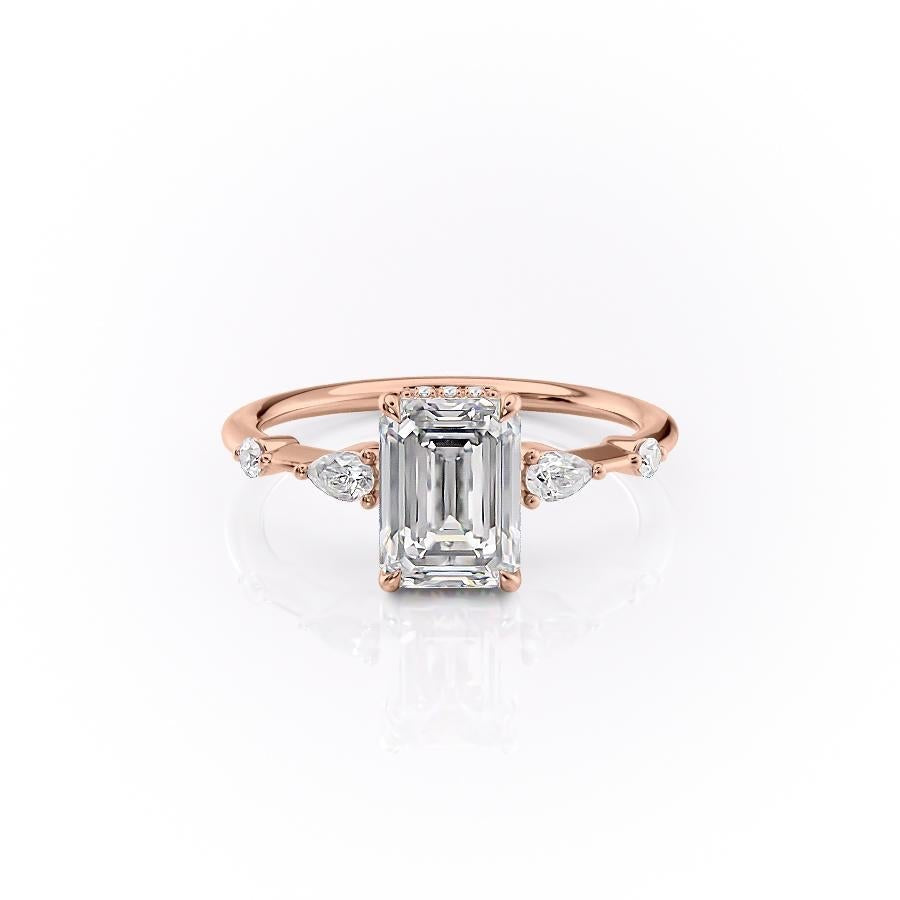 The Celeste — Emerald Lab Diamond Pavé Shoulder Secret Halo Engagement Ring IV