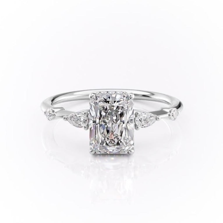 The Celeste — Radiant Lab Diamond Pavé Shoulder Secret Halo Engagement Ring IV