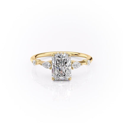 The Celeste — Radiant Lab Diamond Pavé Shoulder Secret Halo Engagement Ring IV