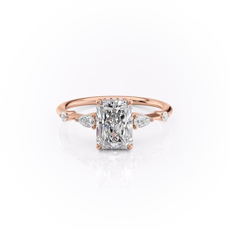The Celeste — Radiant Lab Diamond Pavé Shoulder Secret Halo Engagement Ring IV