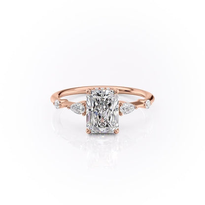 The Celeste — Radiant Lab Diamond Pavé Shoulder Secret Halo Engagement Ring IV