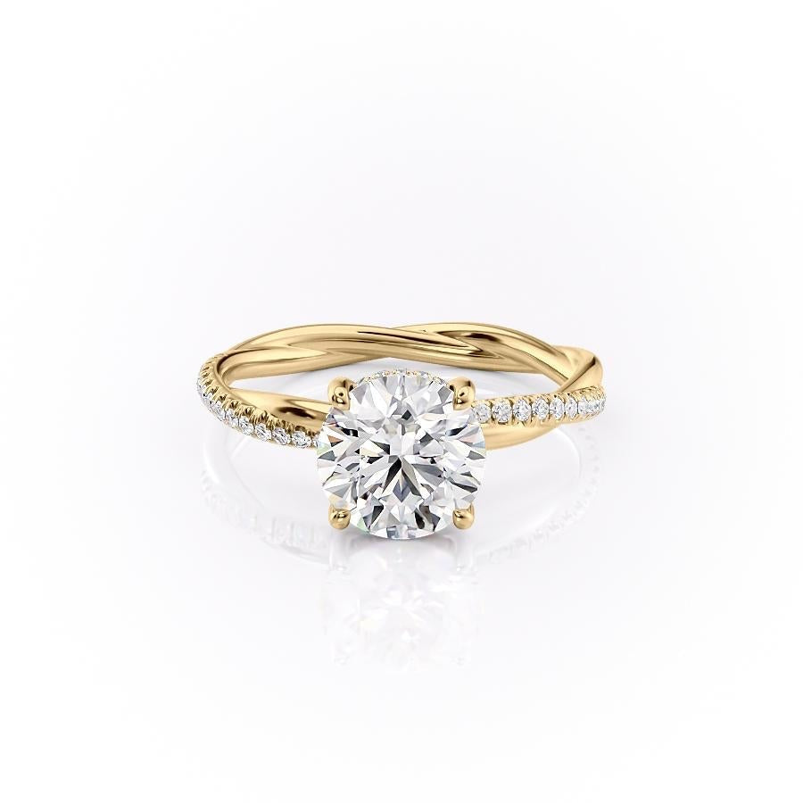 The Elise — Round Lab Diamond Twisted Band Secret Halo Engagement Ring
