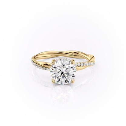 The Elise — Round Lab Diamond Twisted Band Secret Halo Engagement Ring