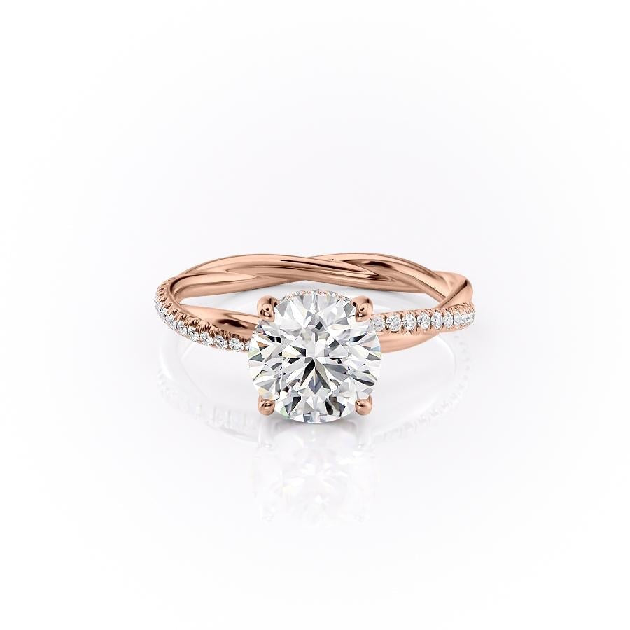The Elise — Round Lab Diamond Twisted Band Secret Halo Engagement Ring