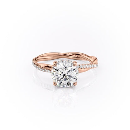 The Elise — Round Lab Diamond Twisted Band Secret Halo Engagement Ring