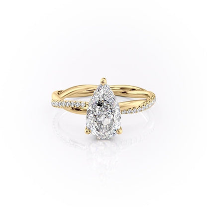 The Elise — Pear Lab Diamond Twisted Band Secret Halo Engagement Ring
