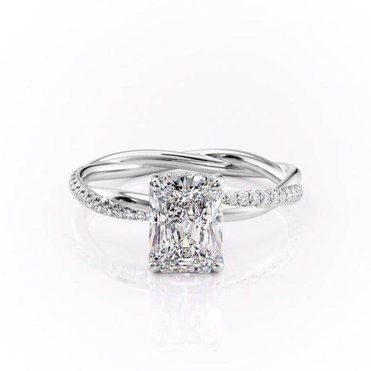 The Elise — Radiant Lab Diamond Twisted Band Secret Halo Engagement Ring