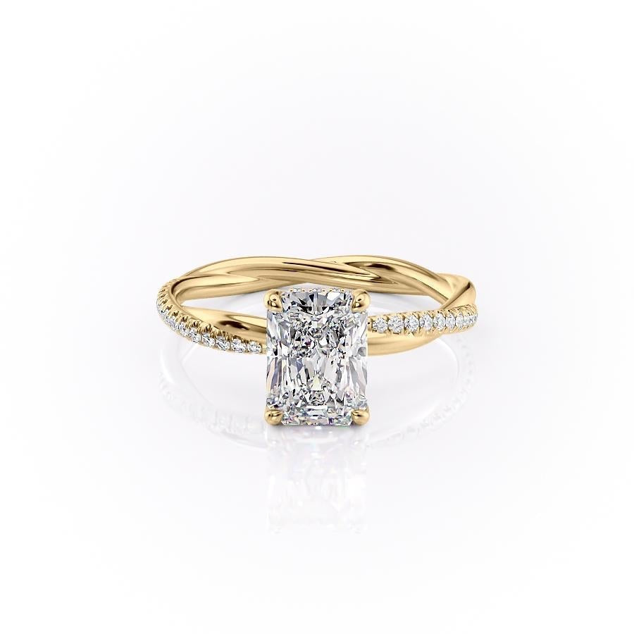 The Elise — Radiant Lab Diamond Twisted Band Secret Halo Engagement Ring