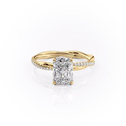 The Elise — Radiant Lab Diamond Twisted Band Secret Halo Engagement Ring