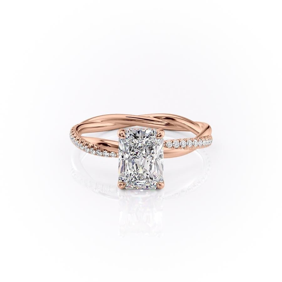 The Elise — Radiant Lab Diamond Twisted Band Secret Halo Engagement Ring