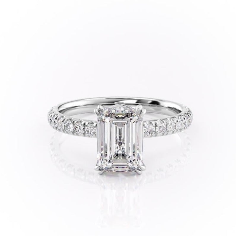The Isla — Emerald Lab Diamond Side-Stone Engagement Ring II