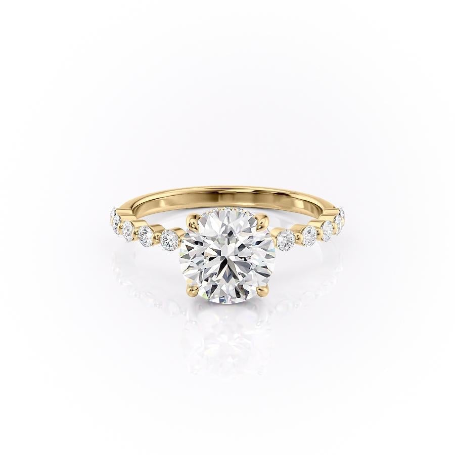 The Celeste — Round Lab Diamond Pavé Shoulder Secret Halo Engagement Ring III