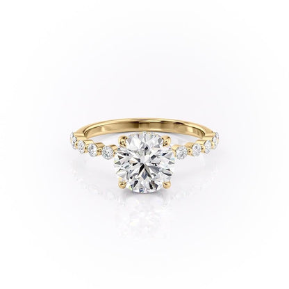 The Celeste — Round Lab Diamond Pavé Shoulder Secret Halo Engagement Ring III
