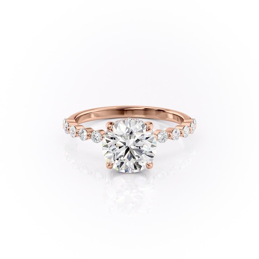 The Celeste — Round Lab Diamond Pavé Shoulder Secret Halo Engagement Ring III