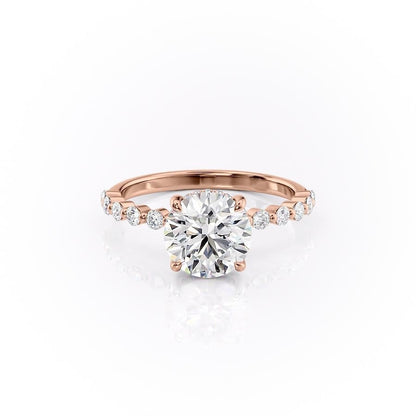 The Celeste — Round Lab Diamond Pavé Shoulder Secret Halo Engagement Ring III