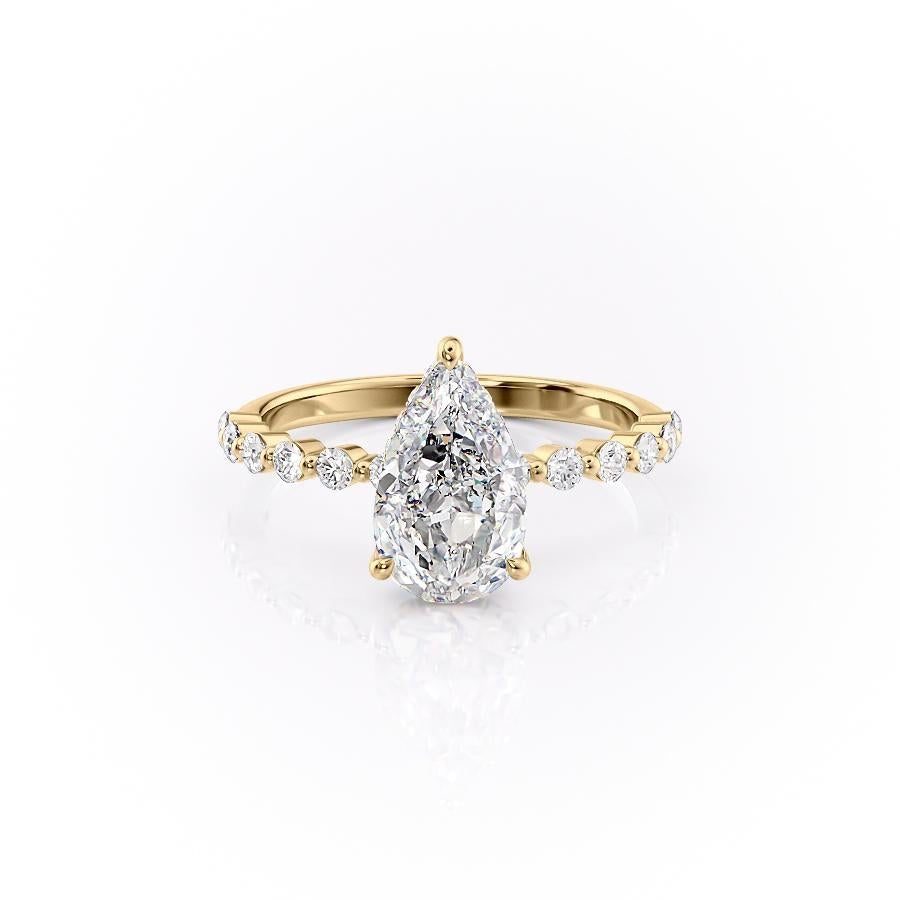 The Celeste — Pear Lab Diamond Pavé Shoulder Secret Halo Engagement Ring III