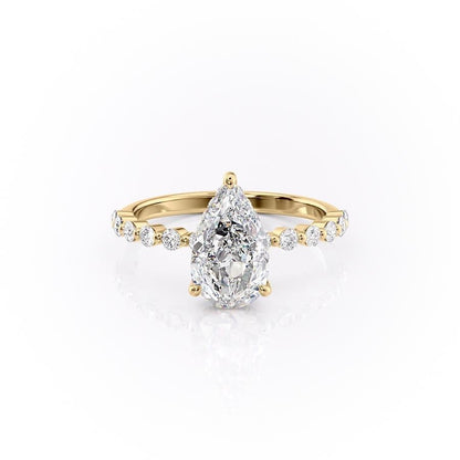 The Celeste — Pear Lab Diamond Pavé Shoulder Secret Halo Engagement Ring III