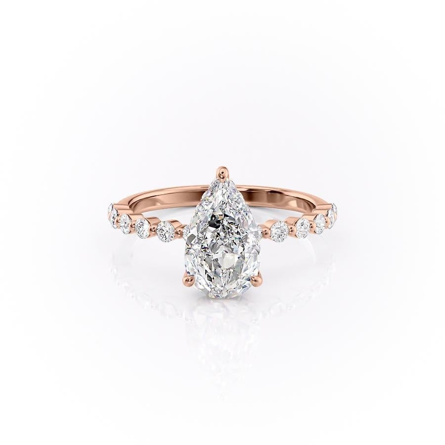 The Celeste — Pear Lab Diamond Pavé Shoulder Secret Halo Engagement Ring III
