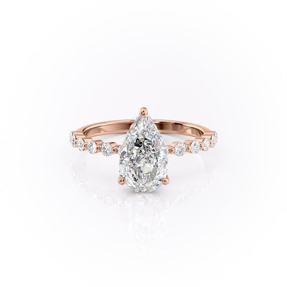 The Celeste — Pear Lab Diamond Pavé Shoulder Secret Halo Engagement Ring III