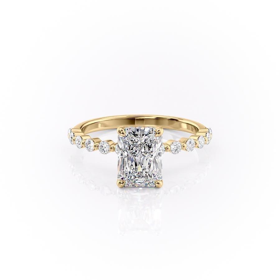 The Celeste — Radiant Lab Diamond Pavé Shoulder Secret Halo Engagement Ring III