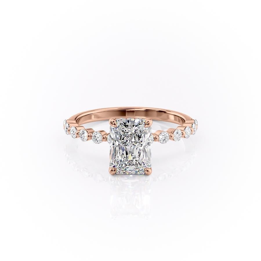 The Celeste — Radiant Lab Diamond Pavé Shoulder Secret Halo Engagement Ring III