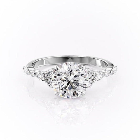 The Isla — Round Lab Diamond Vintage Pavé Shoulder Engagement Ring