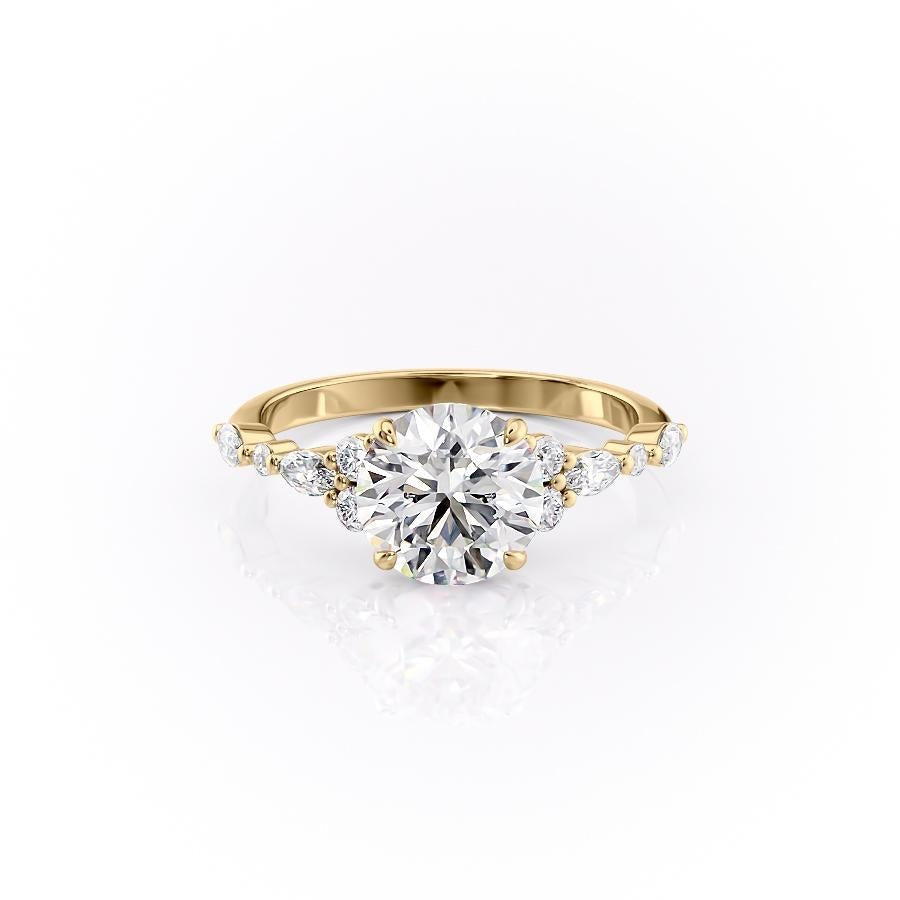 The Isla — Round Lab Diamond Vintage Pavé Shoulder Engagement Ring