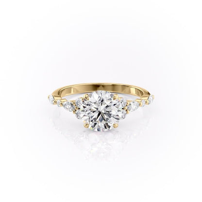 The Isla — Round Lab Diamond Vintage Pavé Shoulder Engagement Ring