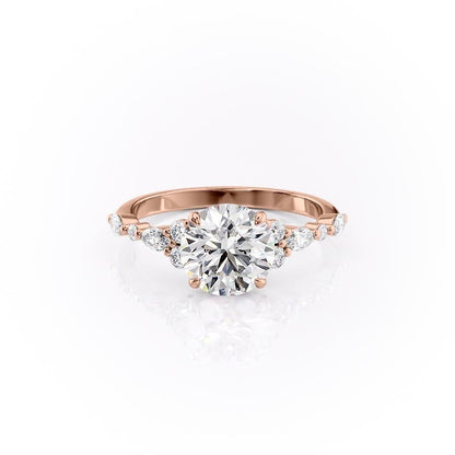 The Isla — Round Lab Diamond Vintage Pavé Shoulder Engagement Ring
