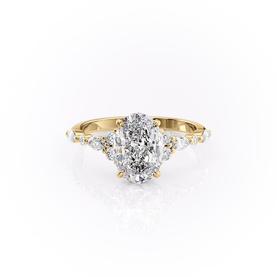 The Isla — Oval Lab Diamond Vintage Pavé Shoulder Engagement Ring