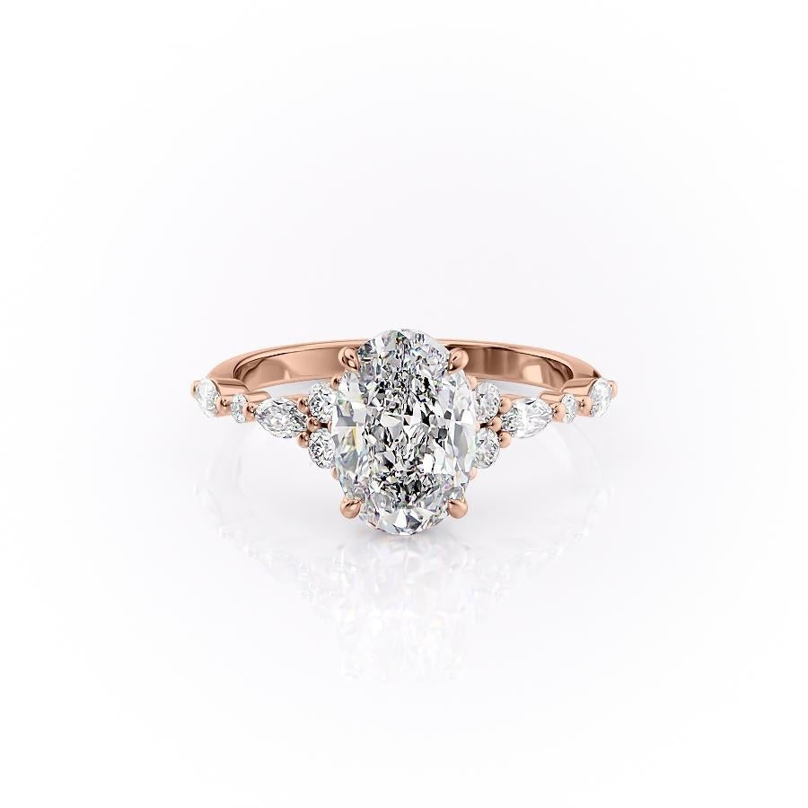 The Isla — Oval Lab Diamond Vintage Pavé Shoulder Engagement Ring