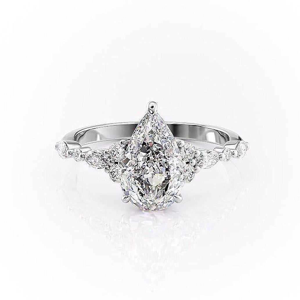 The Isla — Pear Lab Diamond Vintage Pavé Shoulder Engagement Ring