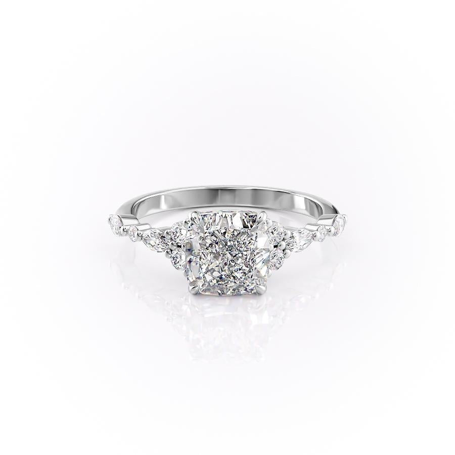 The Isla — Cushion Lab Diamond Vintage Pavé Shoulder Engagement Ring