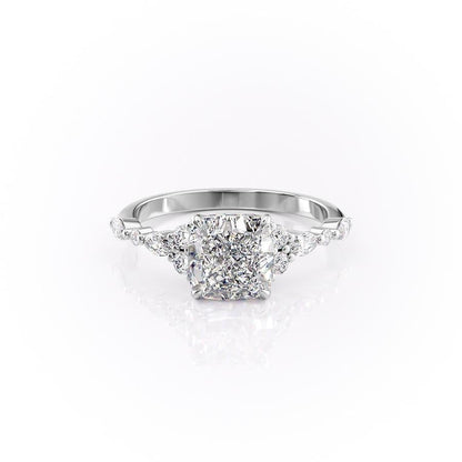 The Isla — Cushion Lab Diamond Vintage Pavé Shoulder Engagement Ring