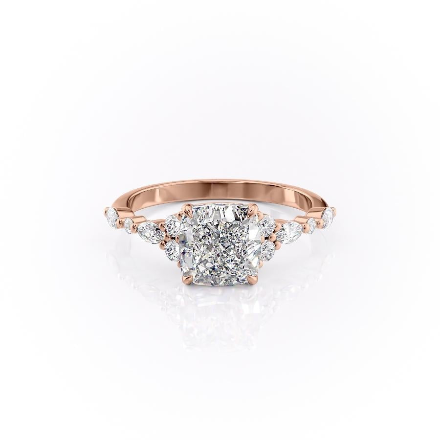 The Isla — Cushion Lab Diamond Vintage Pavé Shoulder Engagement Ring