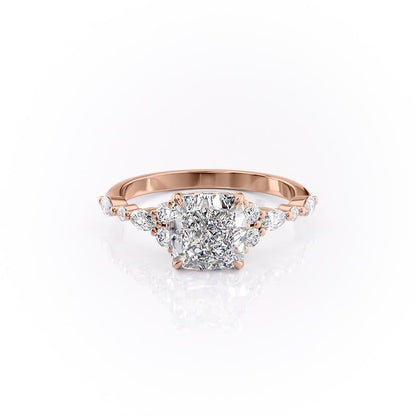 The Isla — Cushion Lab Diamond Vintage Pavé Shoulder Engagement Ring